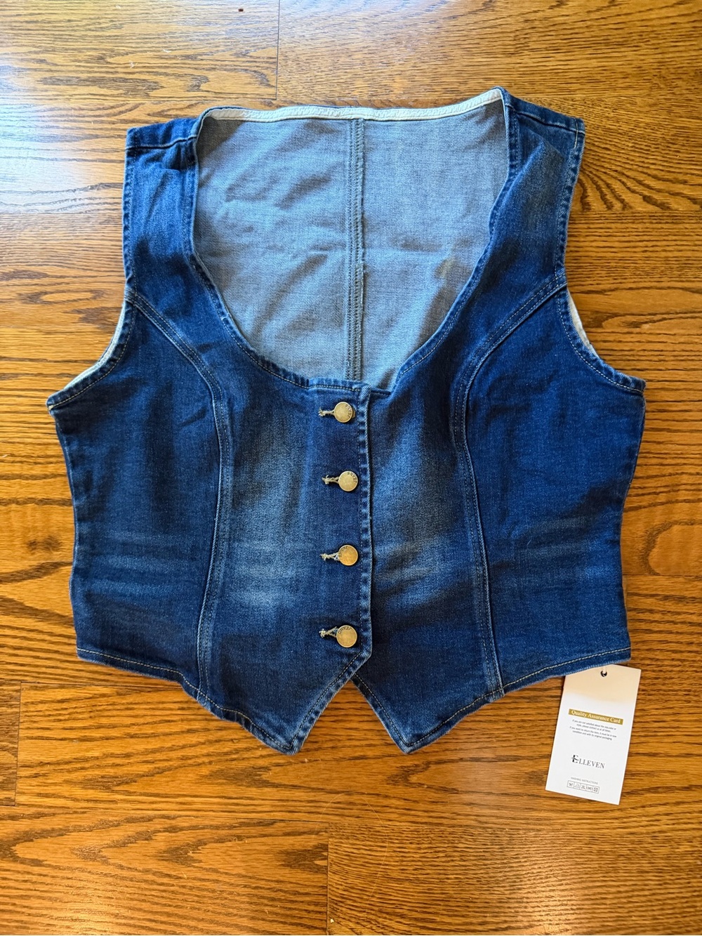 NWT Elleven Dark Wash Stretch Denim Vest Button Front Western Y2K Size Large